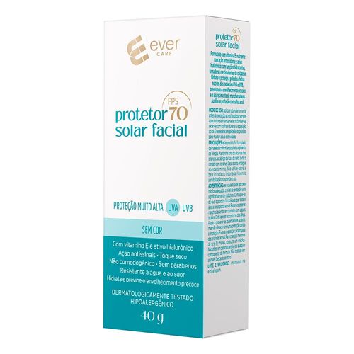 Protetor Solar Facial Ever Care FPS 70 40g